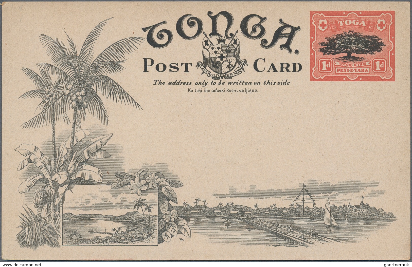 Tonga: 1907, Four Pictorial Stat. Postcards 1d. Native Tree Showing Different Views On Reverse Incl. - Tonga (...-1970)