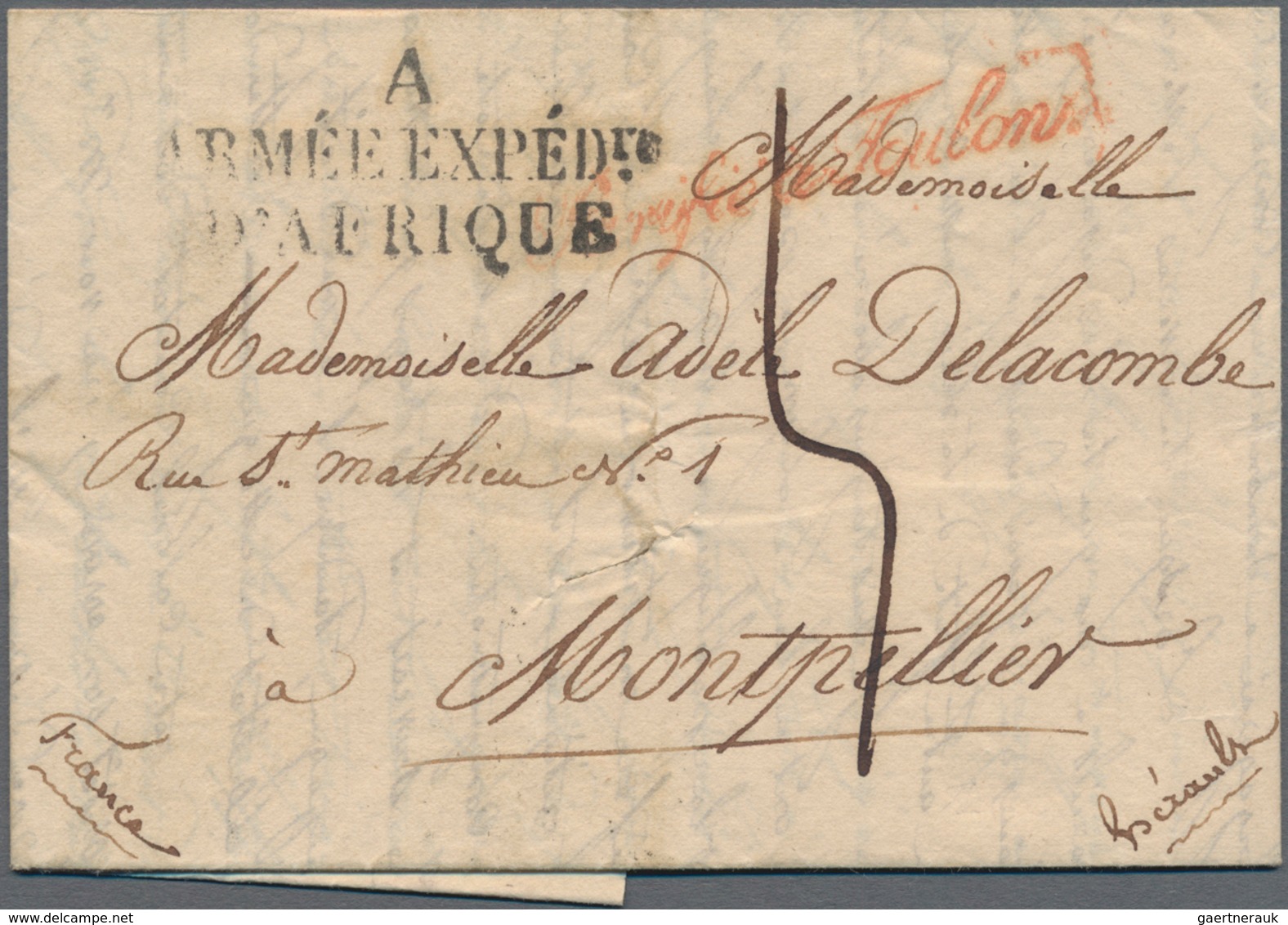 Tunesien: 1834 Entire Letter From The French Army Expedition Corps In Mustapha (dated 28. March 1834 - Briefe U. Dokumente