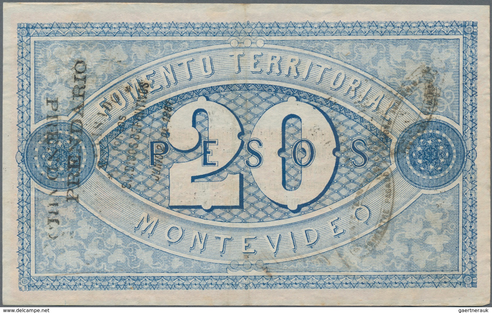 Uruguay: 1868-1931 Three Unusual Items: 1.) 1868 Banknote 20$ From Montevideo, 2) Registered Airmail - Uruguay