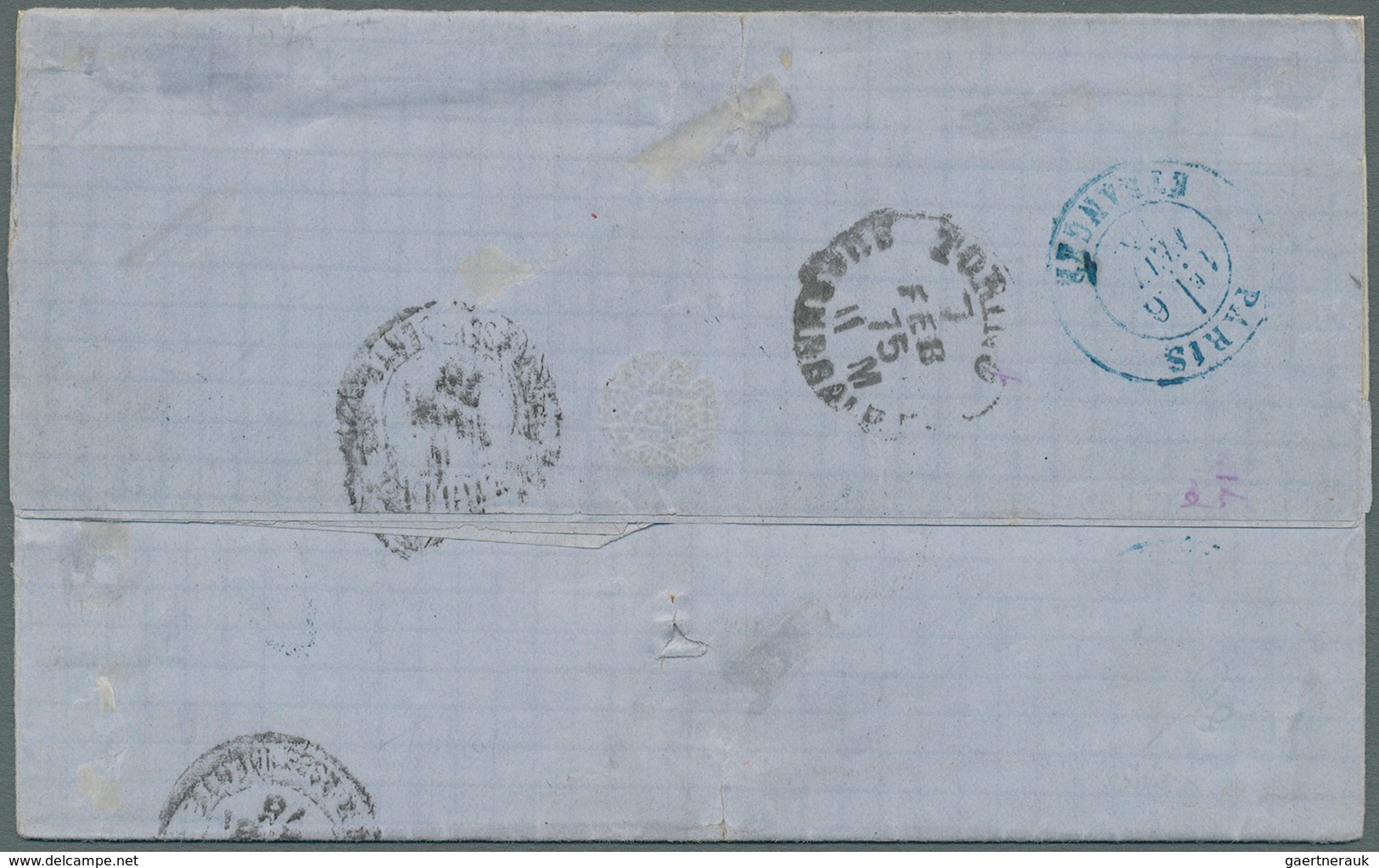 Uruguay: 1875, 10 Cent. Green (some Perforation Faults) On Letter From MONTEVIDEO With Shipletter Ma - Uruguay