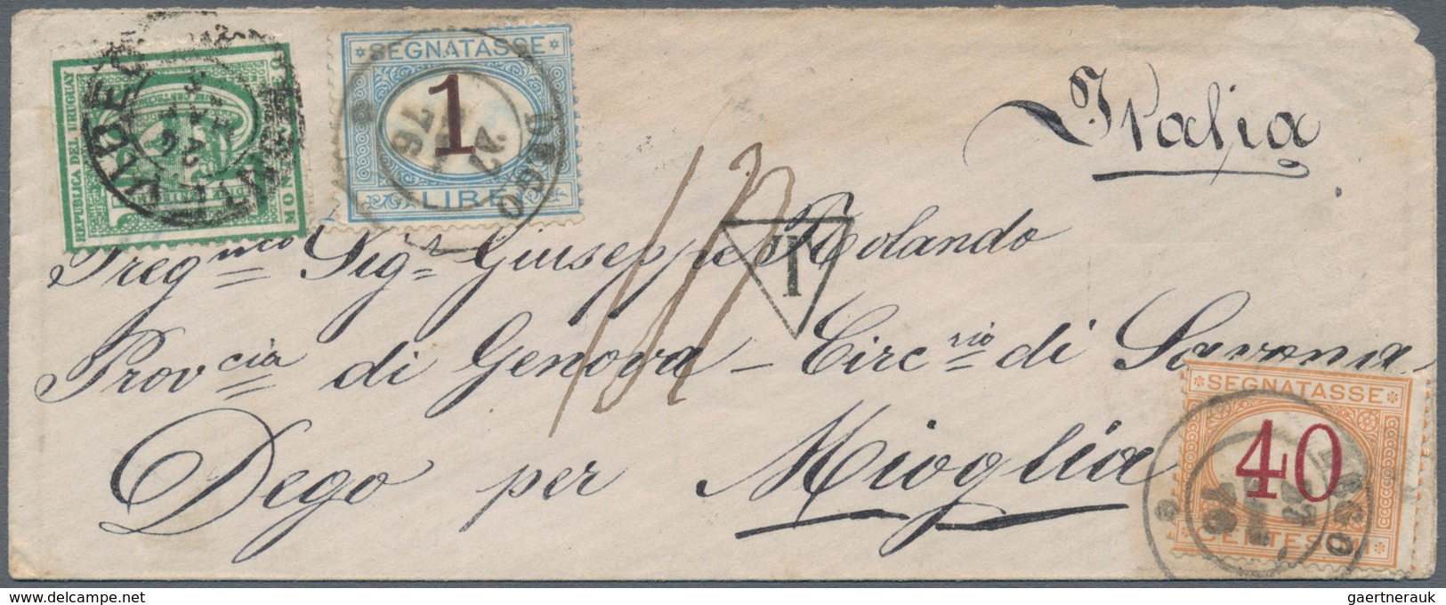 Uruguay: 1875/1876 Two Covers From Montevideo To Italy With Italian Postage Due Stamps, Both Origina - Uruguay