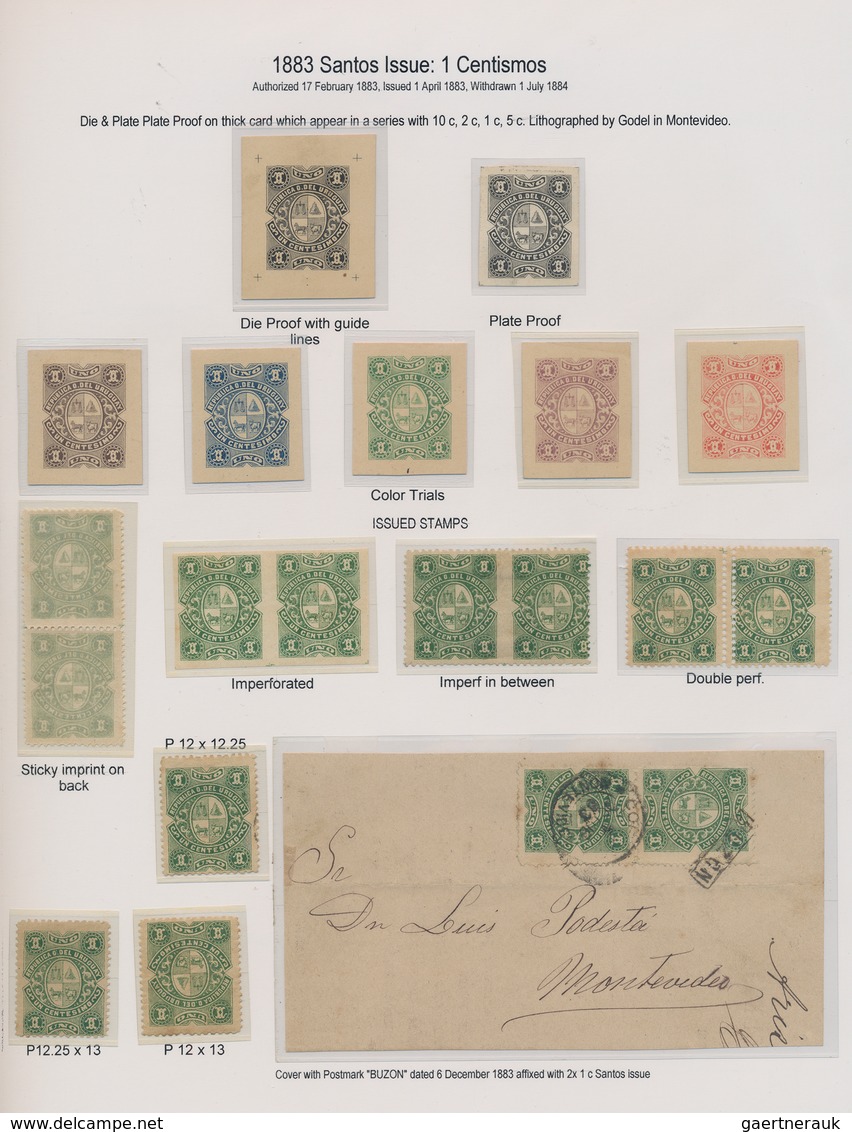 Uruguay: 1883, 1c. Green "Coat Of Arms", Specialised Assortment Incl. Plate/die Proof, Five Imperf. - Uruguay