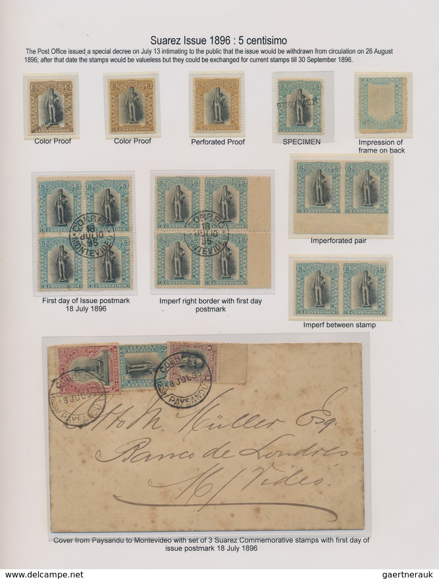 Uruguay: 1896, 5c. Light Blue/black "Joaquín Suárez", Specialised Assortment Incl. Colour Proofs, Sp - Uruguay