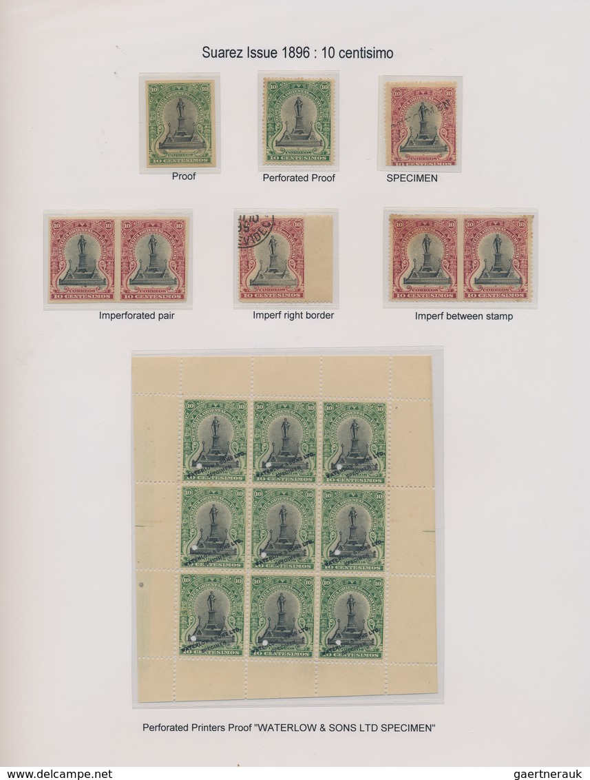 Uruguay: 1896, 10c. Lake/black "Joaquín Suárez", Specialised Assortment Incl. Colour Proofs, Specime - Uruguay