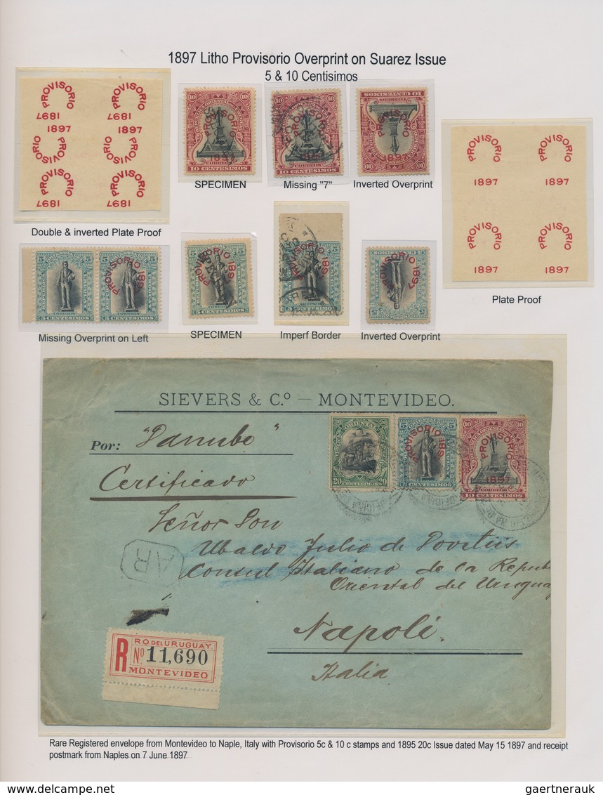 Uruguay: 1897, Provisional Issue, Specialised Assortment Incl. Plate Proof Of Overprint, Specimen, I - Uruguay