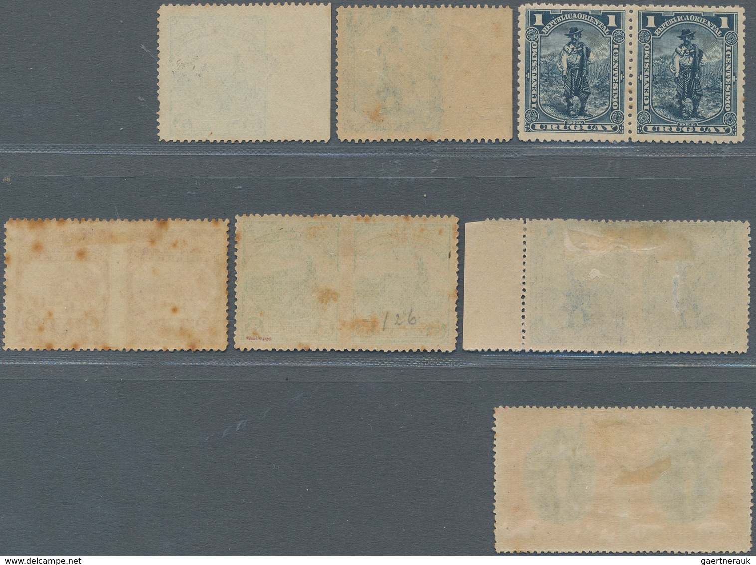 Uruguay: 1897, Definitives "Pictorials", Lot Of 23 Stamps Incl. Partly Imperf. (19) And Offset On Re - Uruguay