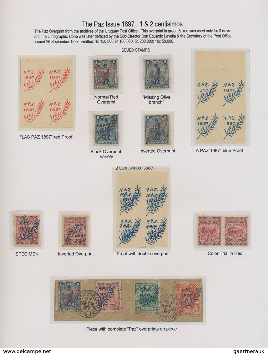 Uruguay: 1897, "PAZ" Issue, Specialised Assortment Incl. Colour Trial, Specimen, Overprint Proofs, V - Uruguay