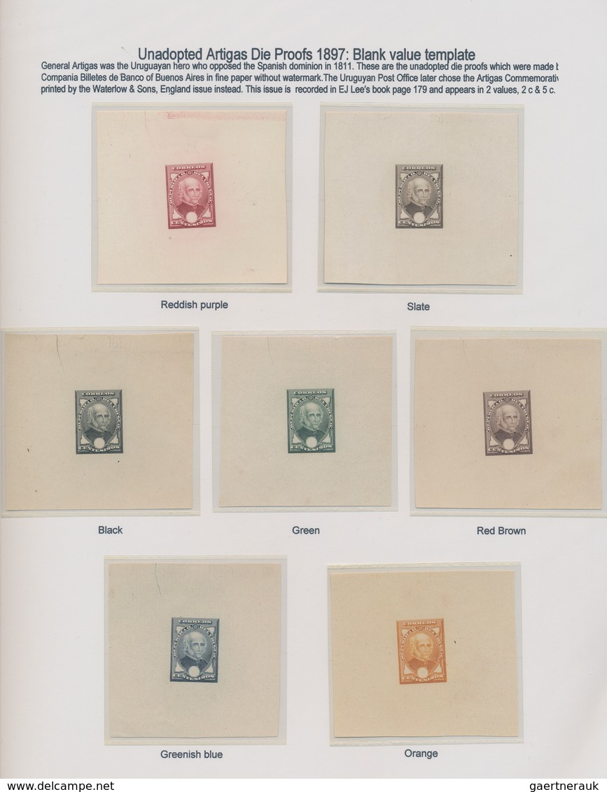 Uruguay: 1897, Unadopted "Artigas" Design, Group Of Seven Die Proofs In Various Colours And With Bla - Uruguay