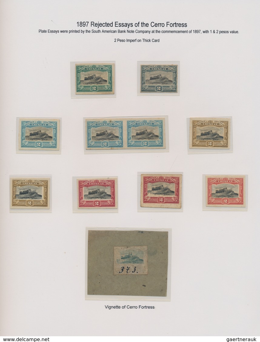 Uruguay: 1897, 2p. "Cerro Fortress", Not Realised Design, Group Of Ten Imperf. Essays In (mainly) Di - Uruguay