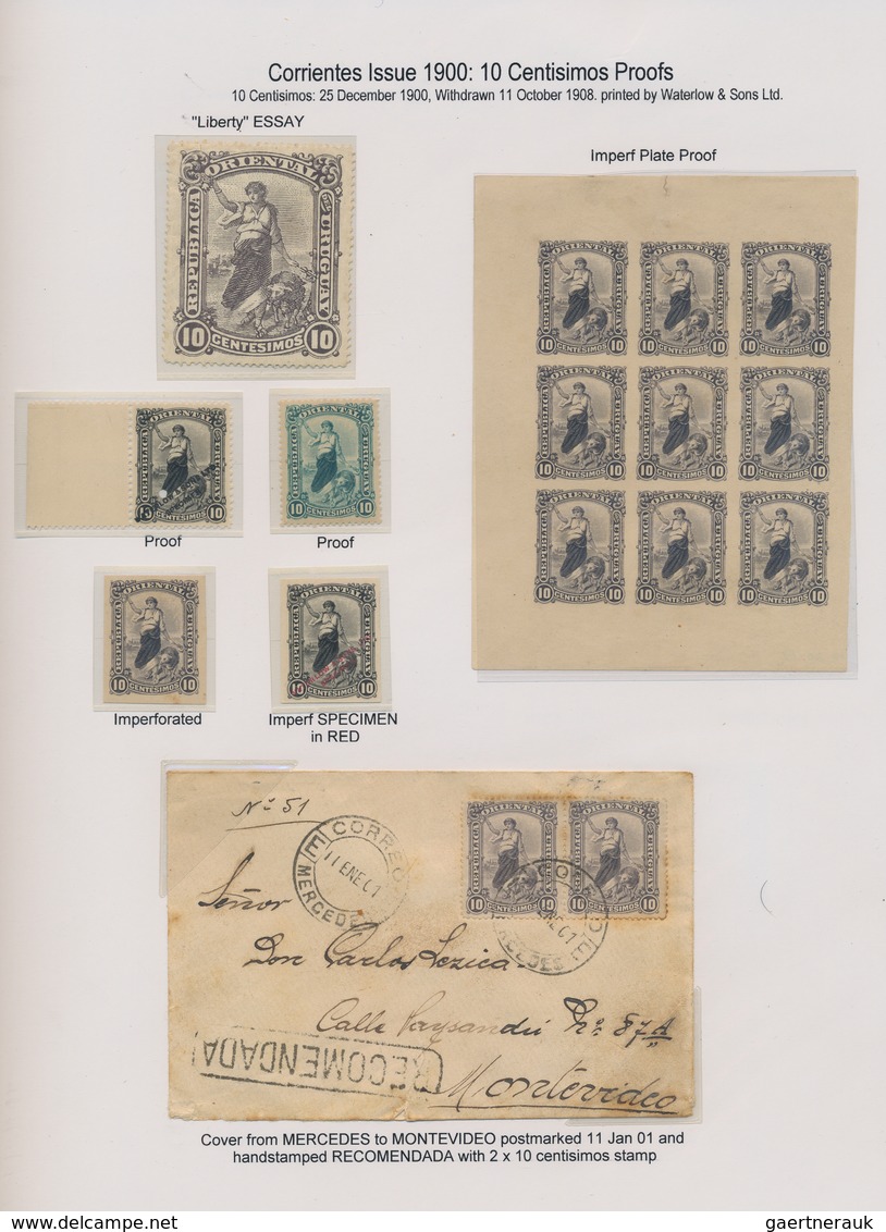 Uruguay: 1901, Corrientes Issue, 10c. Grey Violet, Specialised Assortment Incl. Imperf. Plate Proof, - Uruguay