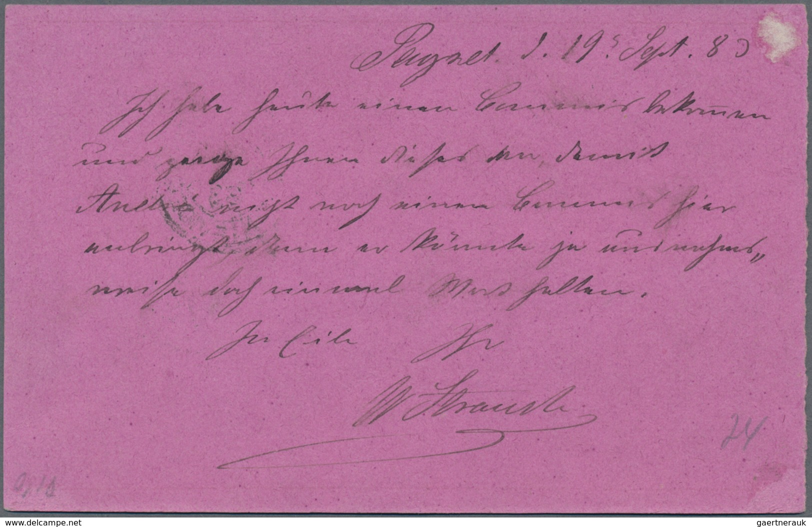 Uruguay - Ganzsachen: 1883, Stationery Question Card 2 C Carmine On Salmon With Comercial Usage In " - Uruguay