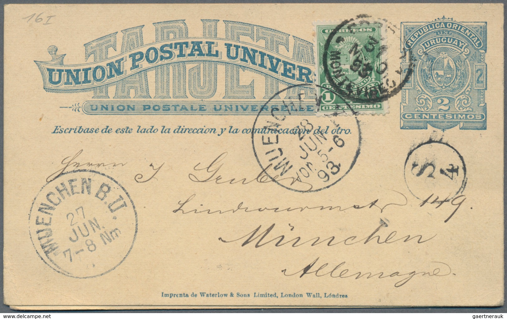 Uruguay - Ganzsachen: 1892, Two Stationery Double Cards: 2 C Blue On Buff And 2 C Blue On Pale Blue - Uruguay