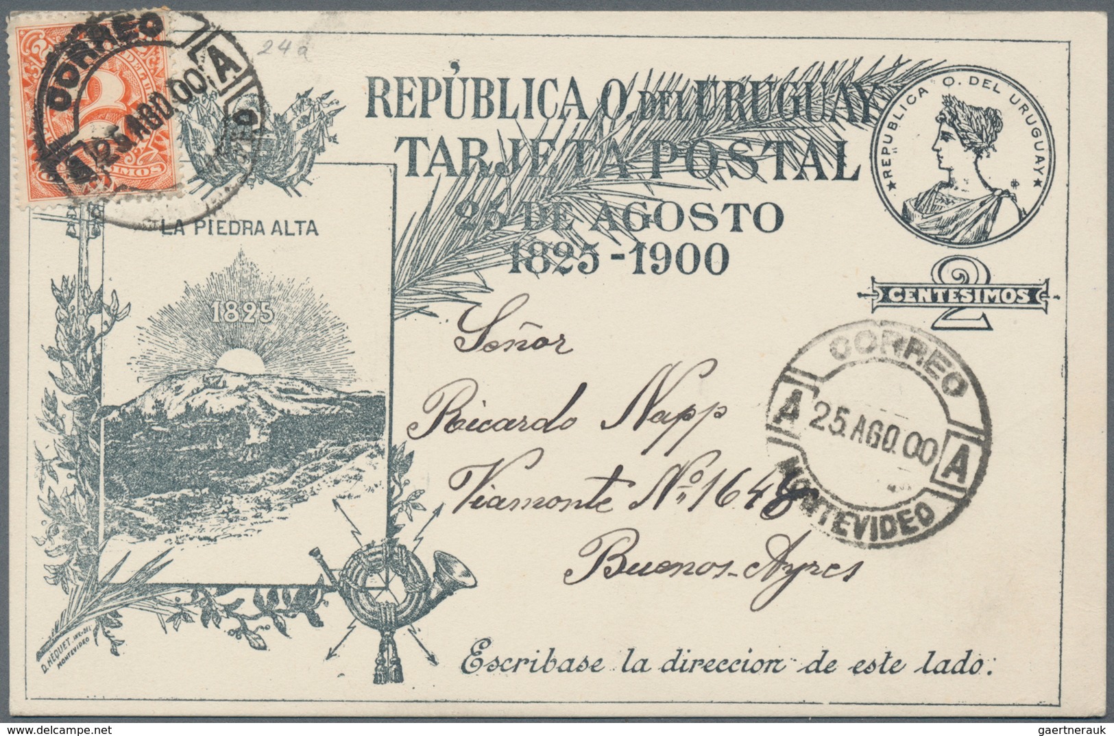 Uruguay - Ganzsachen: 1900, Two Stationery Cards: Independance Of Uruguay 2 C Bllack On Creme, Both - Uruguay