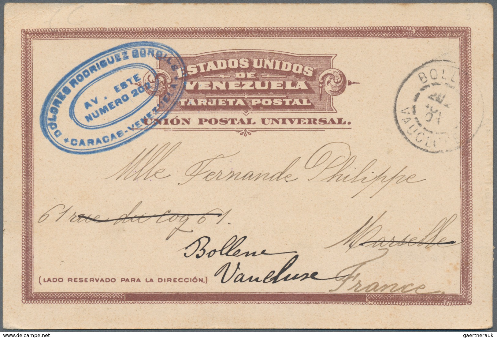 Venezuela: 1897/1901, Two Litho Ppc Showing Scenes Of Bolivar, One W. 10 C. Blue Used 1897 To Trinid - Venezuela