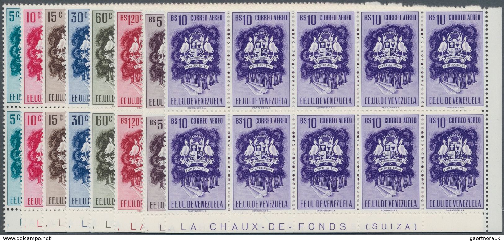 Venezuela: 1953, Coat Of Arms 'PORTUGUESA‘ Airmail Stamps Complete Set Of Nine In Blocks Of Ten From - Venezuela