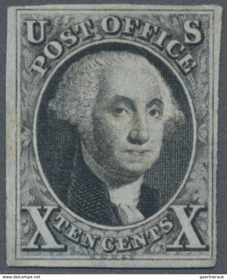 Vereinigte Staaten Von Amerika: 1847 'Washington' 10c. Black, Imperf, With A Manuscript Cancellation - Used Stamps