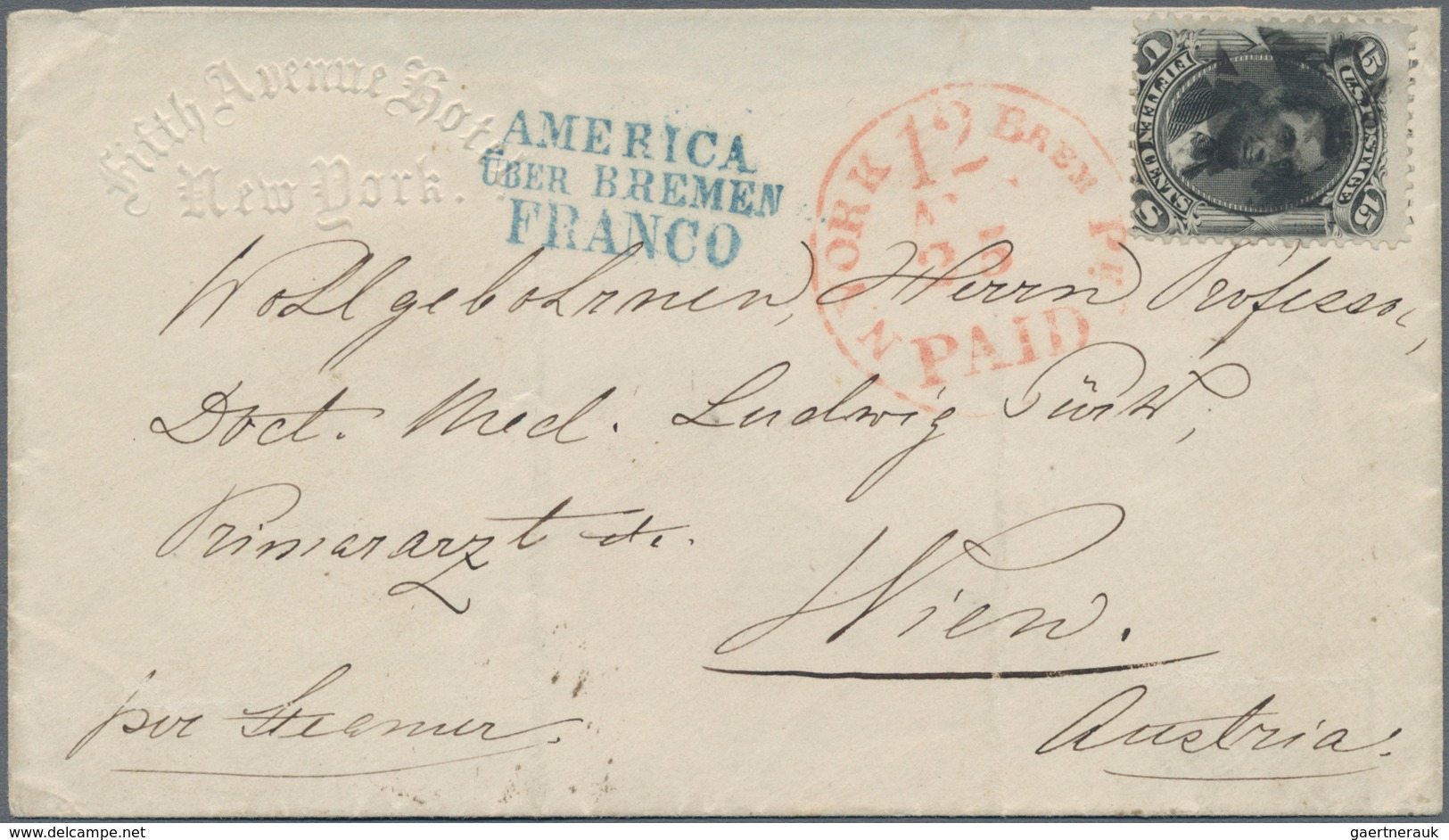 Vereinigte Staaten Von Amerika: 1861, Envelope Bearing Lincoln 15 C Black Tied By Barr Cancel And Re - Used Stamps