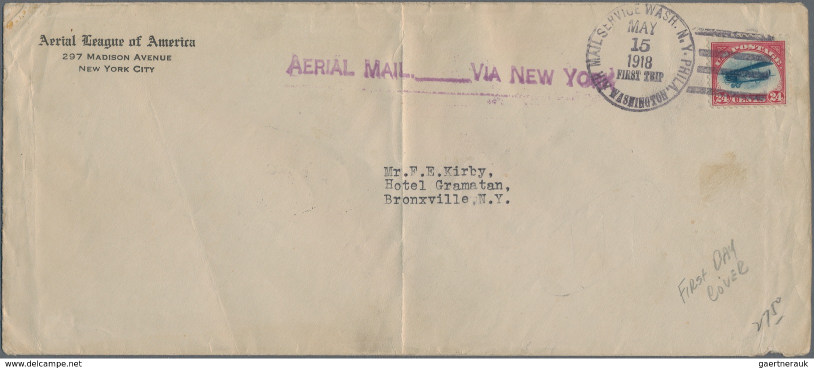 Vereinigte Staaten Von Amerika: 1918. 24c First Air Mail (Scott C3), Tied By "Air Mail Service Wash. - Gebruikt