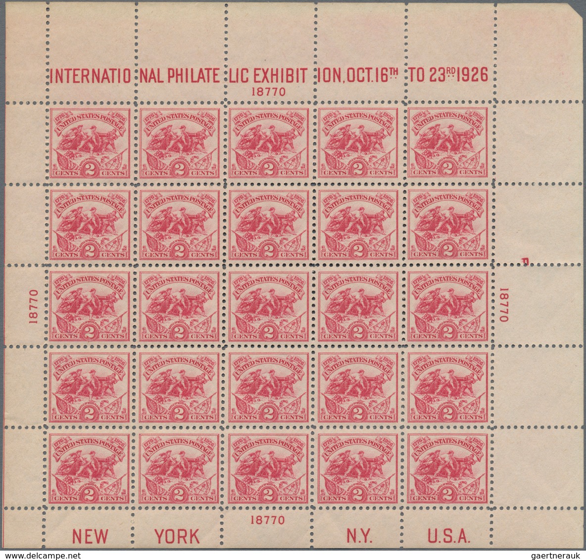 Vereinigte Staaten Von Amerika: 1926. 2c White Plains Souvenir Sheet (Scott 630), Never Hinged, Plat - Used Stamps