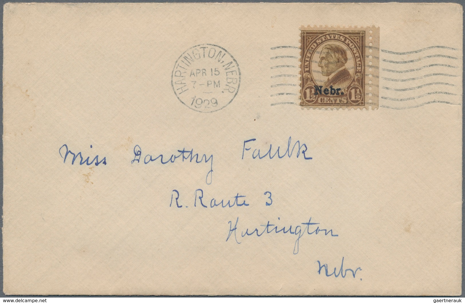 Vereinigte Staaten Von Amerika: 1929. 1 1/2c Nebraska (Scott 670) Tied By "Hartington, Nebr. Apr. 15 - Gebraucht