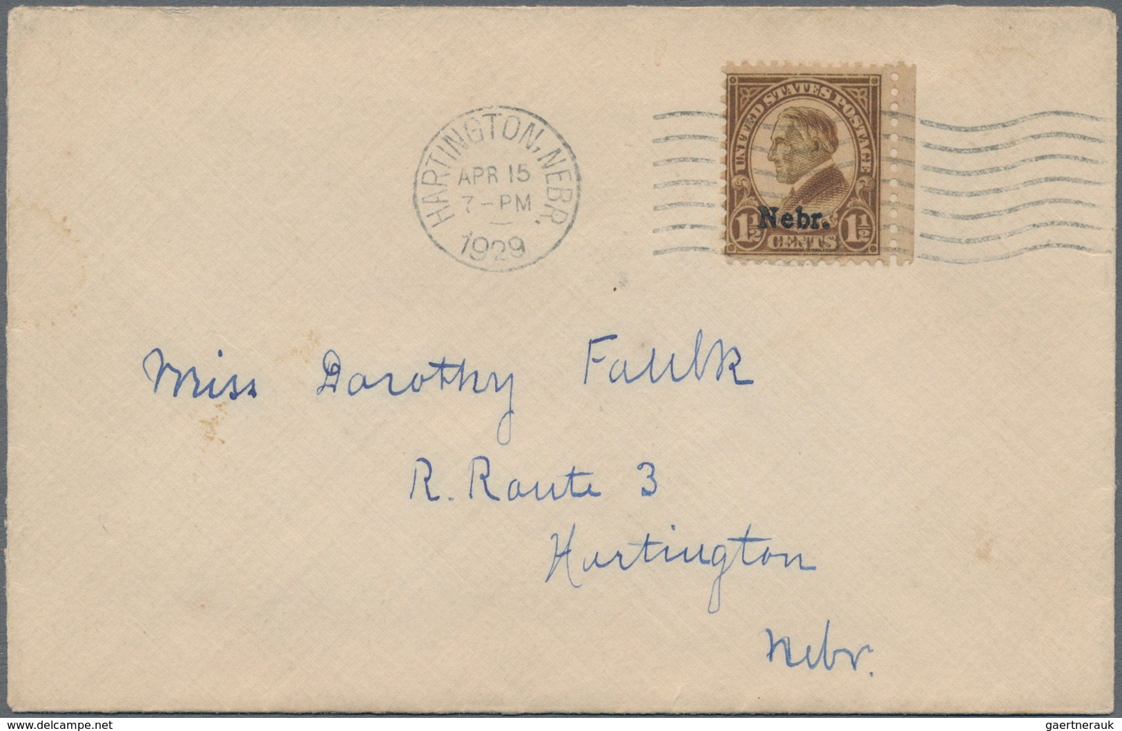 Vereinigte Staaten Von Amerika: 1929. 1 1/2c Nebraska (Scott 670) Tied By "Hartington, Nebr. Apr. 15 - Used Stamps