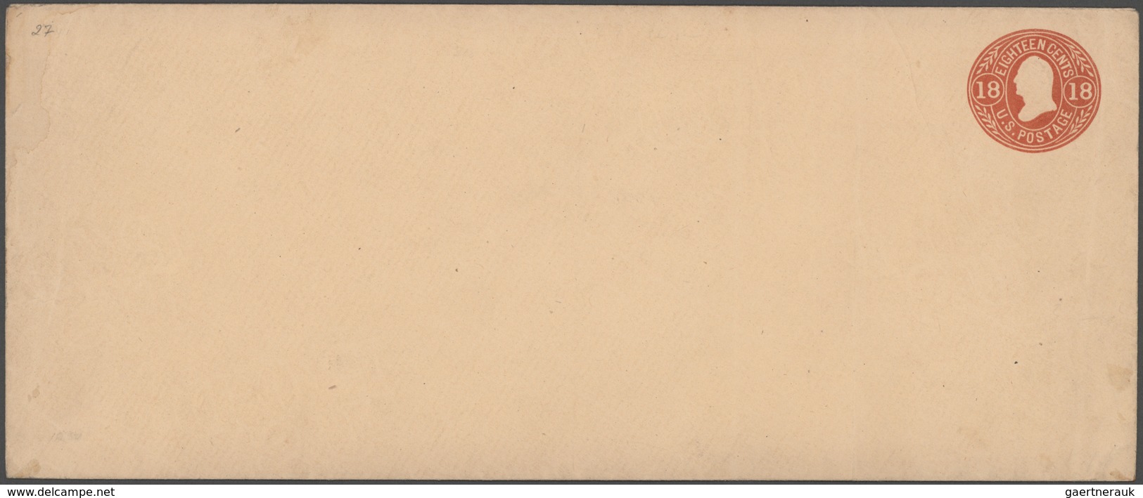 Vereinigte Staaten Von Amerika - Ganzsachen: 1864/65: 18c Red Pumpkin (Scott U70), Mint Legal Sized - Sonstige & Ohne Zuordnung