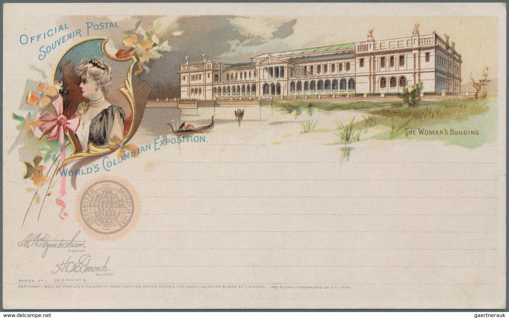 Vereinigte Staaten von Amerika - Ganzsachen: 1893, Eleven coloured stationery picture-cards 1 C "Wor