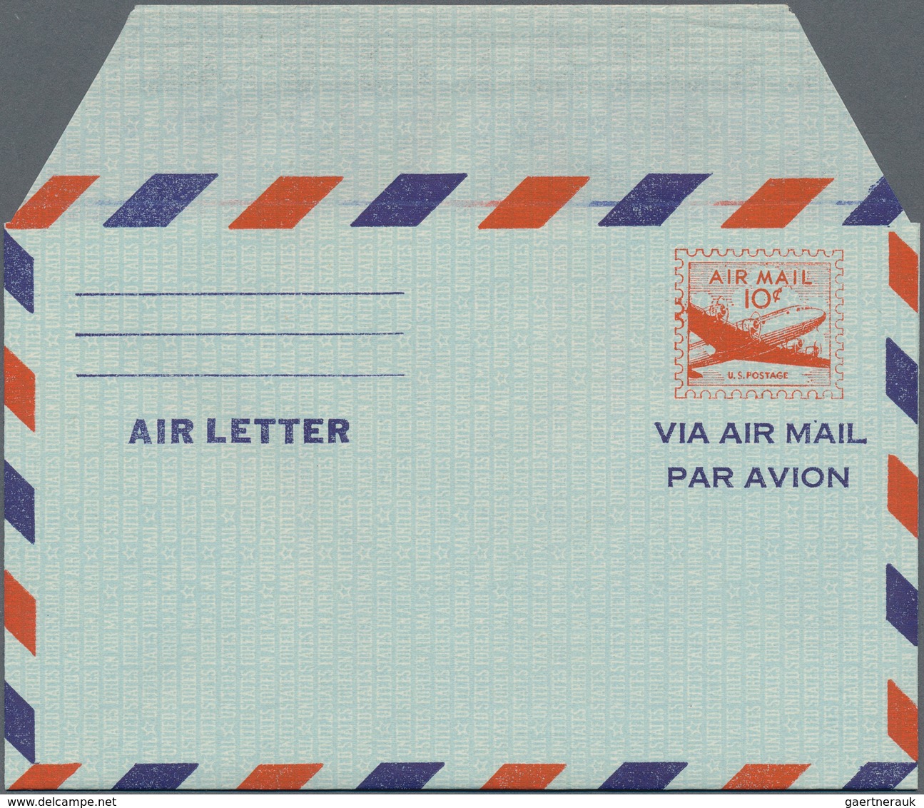 Vereinigte Staaten Von Amerika - Ganzsachen: 1947-55 Aerogramme: Air Letter Sheet 10c., 2nd Issue, C - Andere & Zonder Classificatie