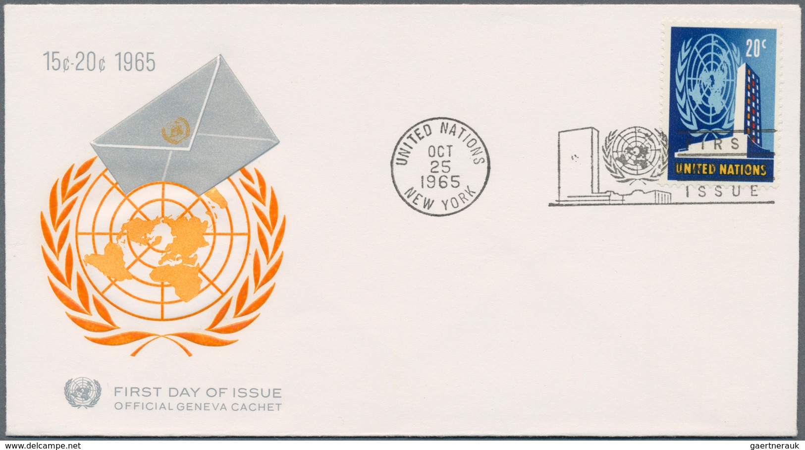 Vereinte Nationen - New York: 1965, Defintives 20c. With Missing Impression Of Colour "Yellow" On Ca - Other & Unclassified
