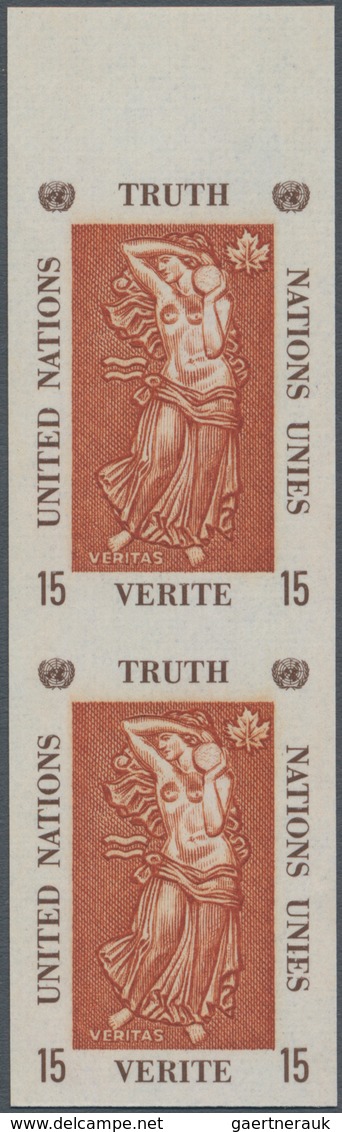 Vereinte Nationen - New York: 1967, Truth 15c. Dark Brown/red Brown IMPERFORATE Vertical Pair From U - Other & Unclassified