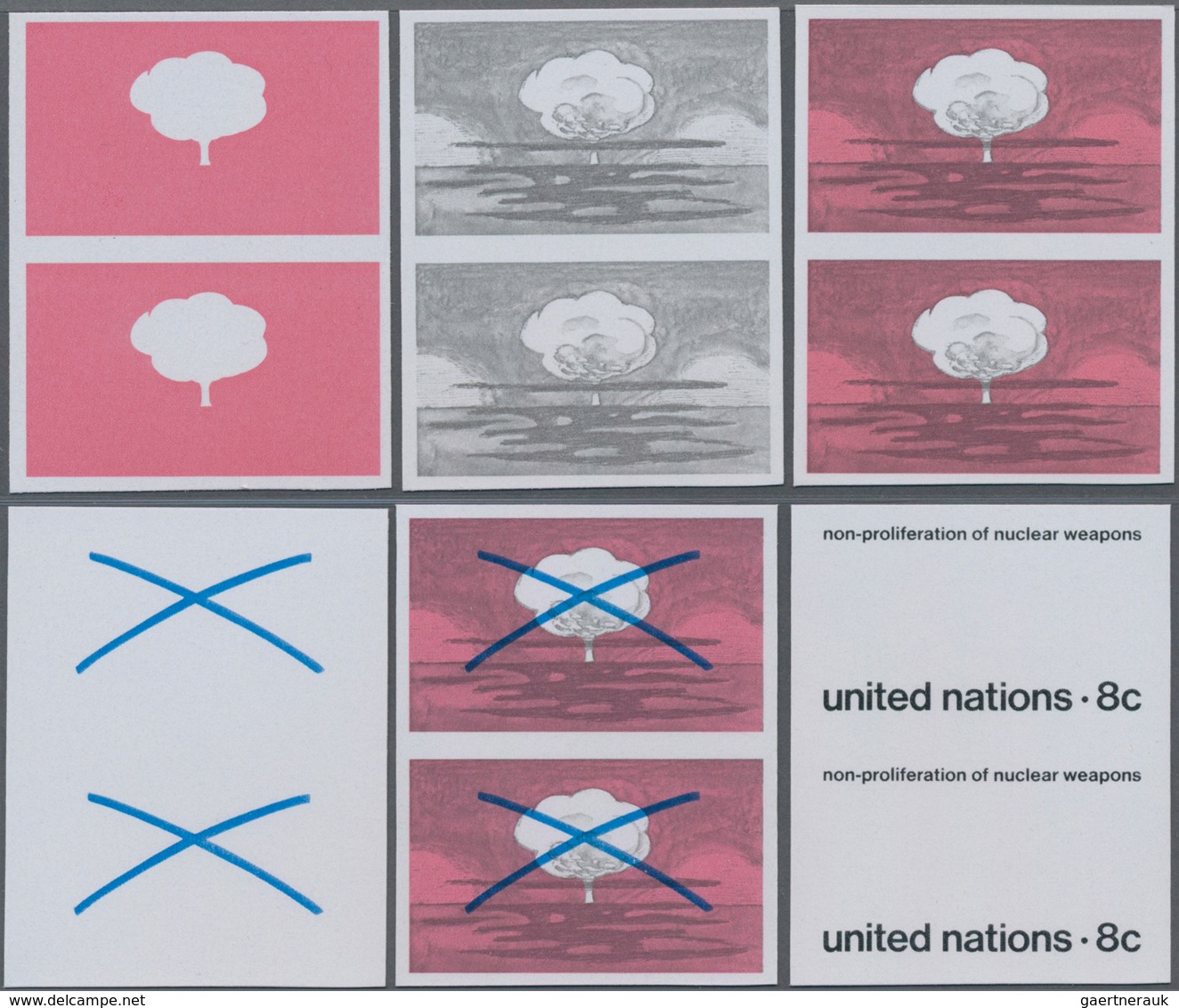 Vereinte Nationen - New York: 1972, Non-proliferation Of Nuclear Weapons 8c. In Six Different Imperf - Sonstige & Ohne Zuordnung