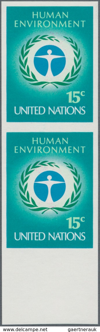 Vereinte Nationen - New York: 1972, Human Environment 15c. Multicoloured IMPERFORATE Vertical Pair F - Sonstige & Ohne Zuordnung