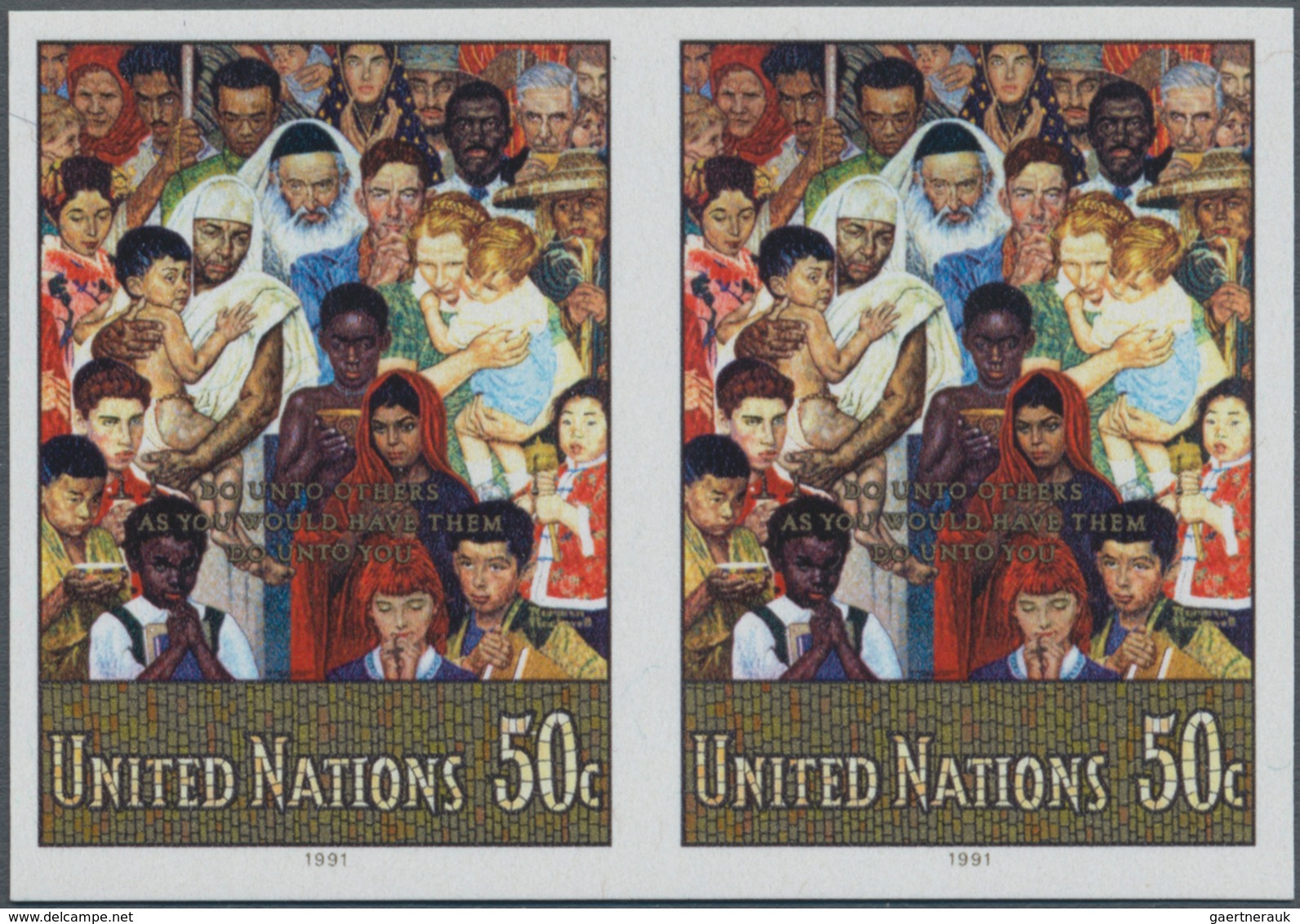 Vereinte Nationen - New York: 1991, Definitive Issue 50c. ‚The Golden Rule By Norman Rockwell‘ IMPER - Other & Unclassified