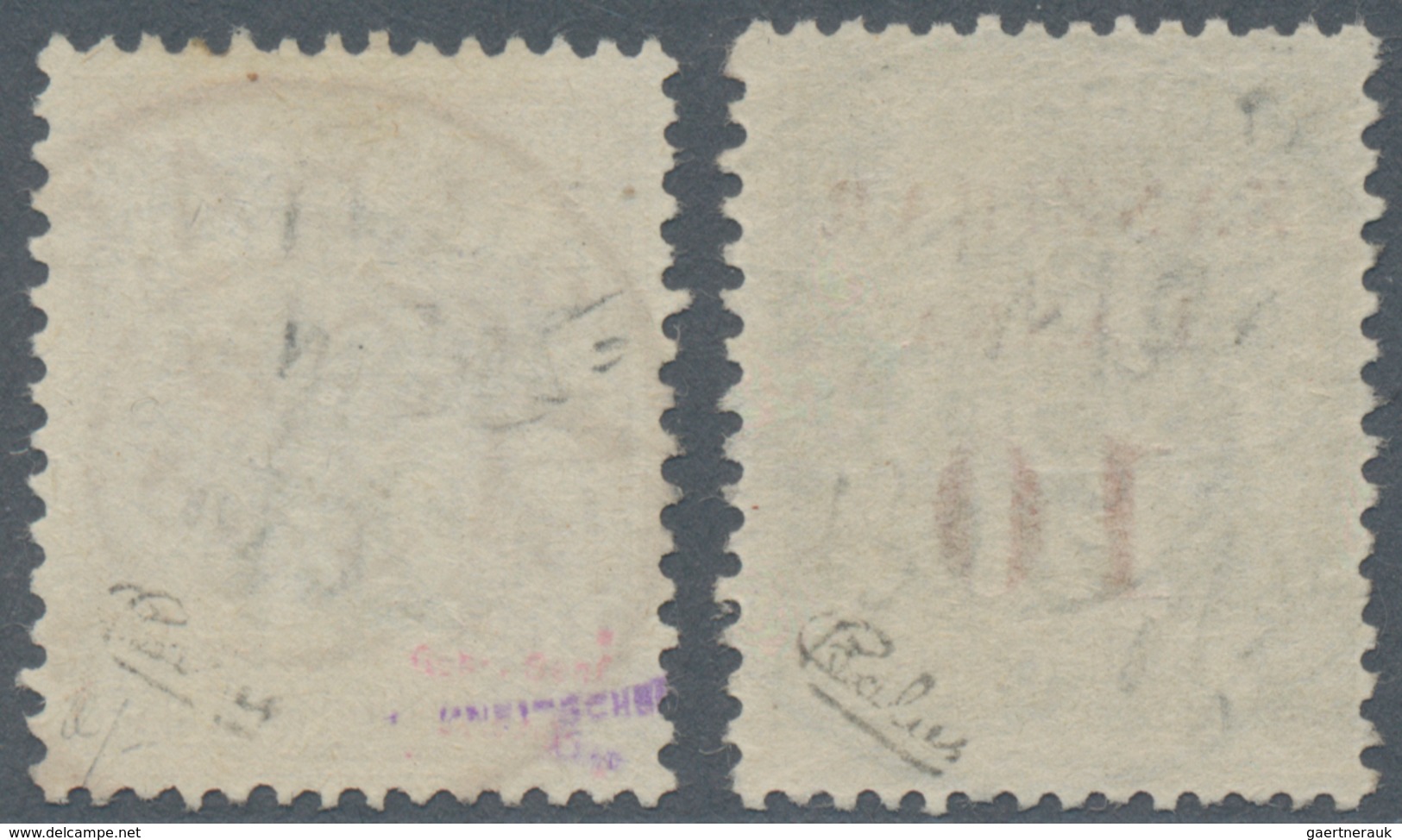 Zanzibar: 1894, 1 A Red On Grey And 2 1/2 A Black On Brown Overprint Stamps Cancelled In Good Condit - Zanzibar (...-1963)