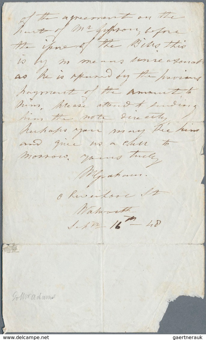 Ballonpost: 1848: Great Britain. Early Ballonist's Letter Written By M. Graham Known As "the Only Fe - Fesselballons