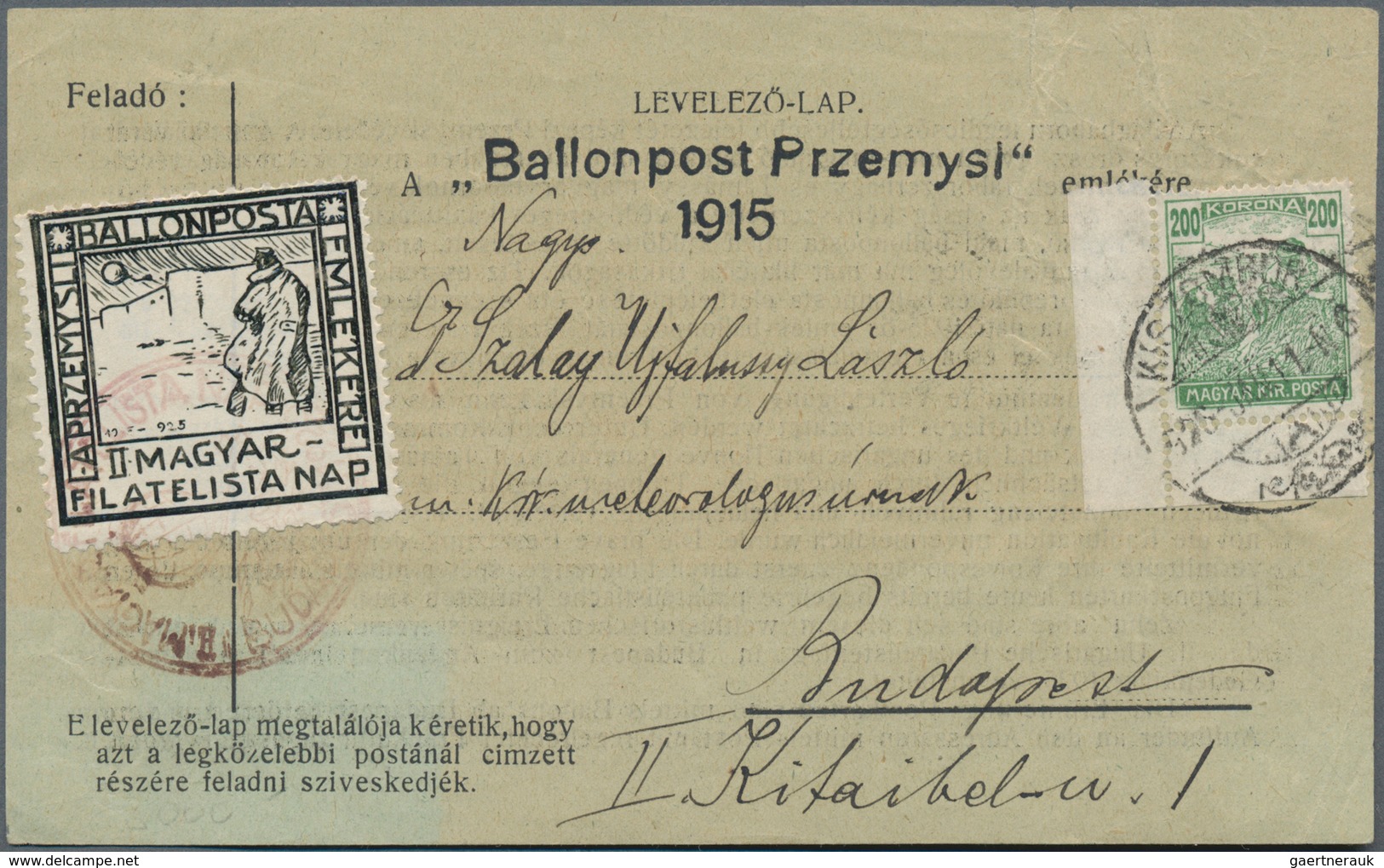 Ballonpost: 1925, Balloon Mail Przemysl, Two Commemorative Cards (on Occassion Of The 10th Anniversa - Fesselballons