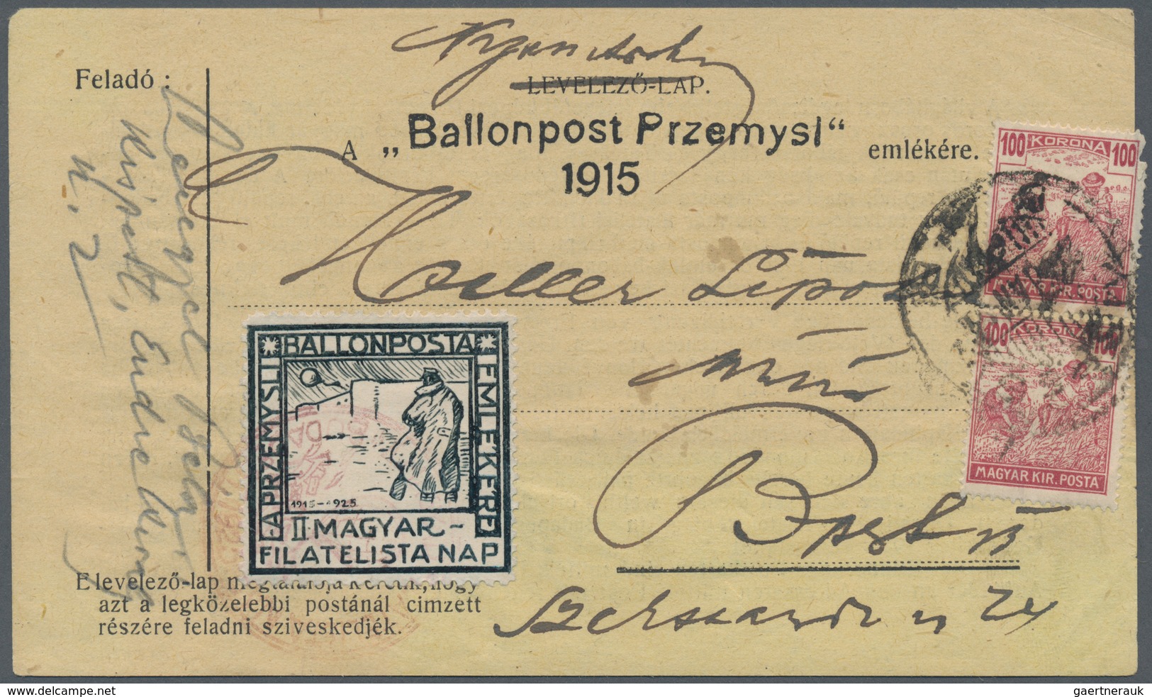 Ballonpost: 1925, Balloon Mail Przemysl, Two Commemorative Cards (on Occassion Of The 10th Anniversa - Fesselballons