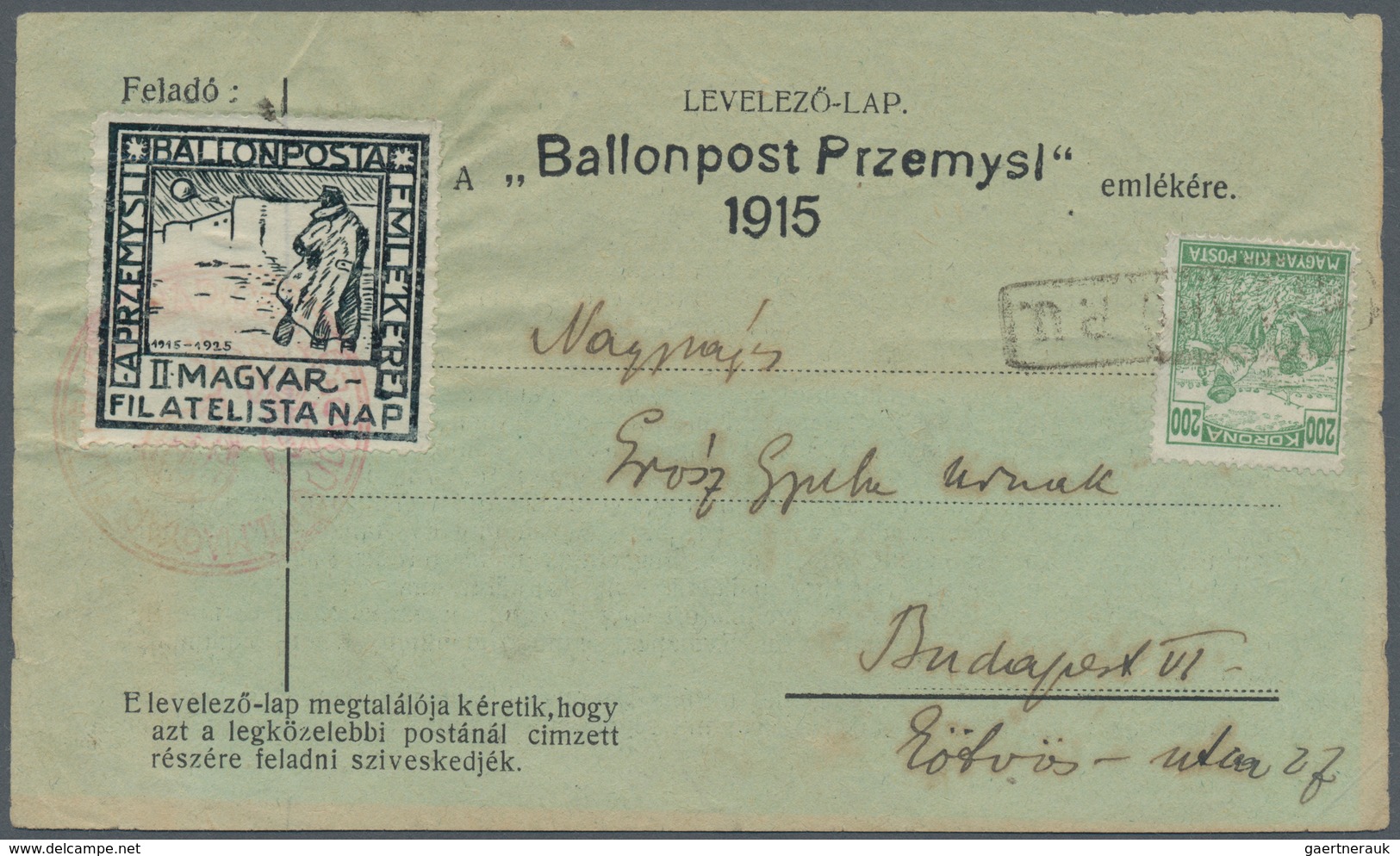 Ballonpost: 1925, Balloon Mail Przemysl, Two Commemorative Cards (on Occassion Of The 10th Anniversa - Luchtballons