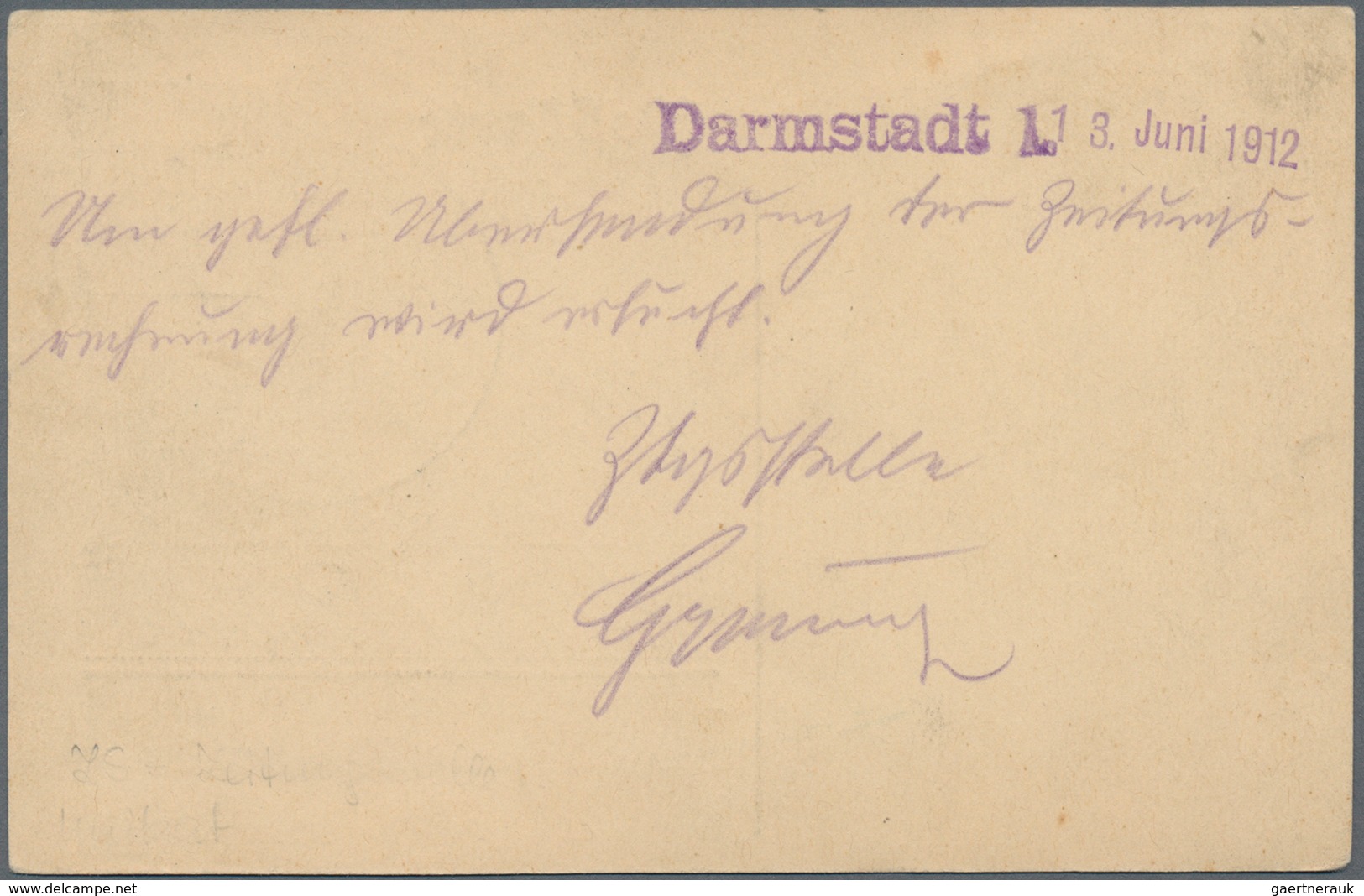 Flugpost Deutschland: 1912, DARMSTADT RHEIN MAIN UNIKAT, Portofreie Postkarte Der ZS (= Zeitungsstel - Luchtpost & Zeppelin