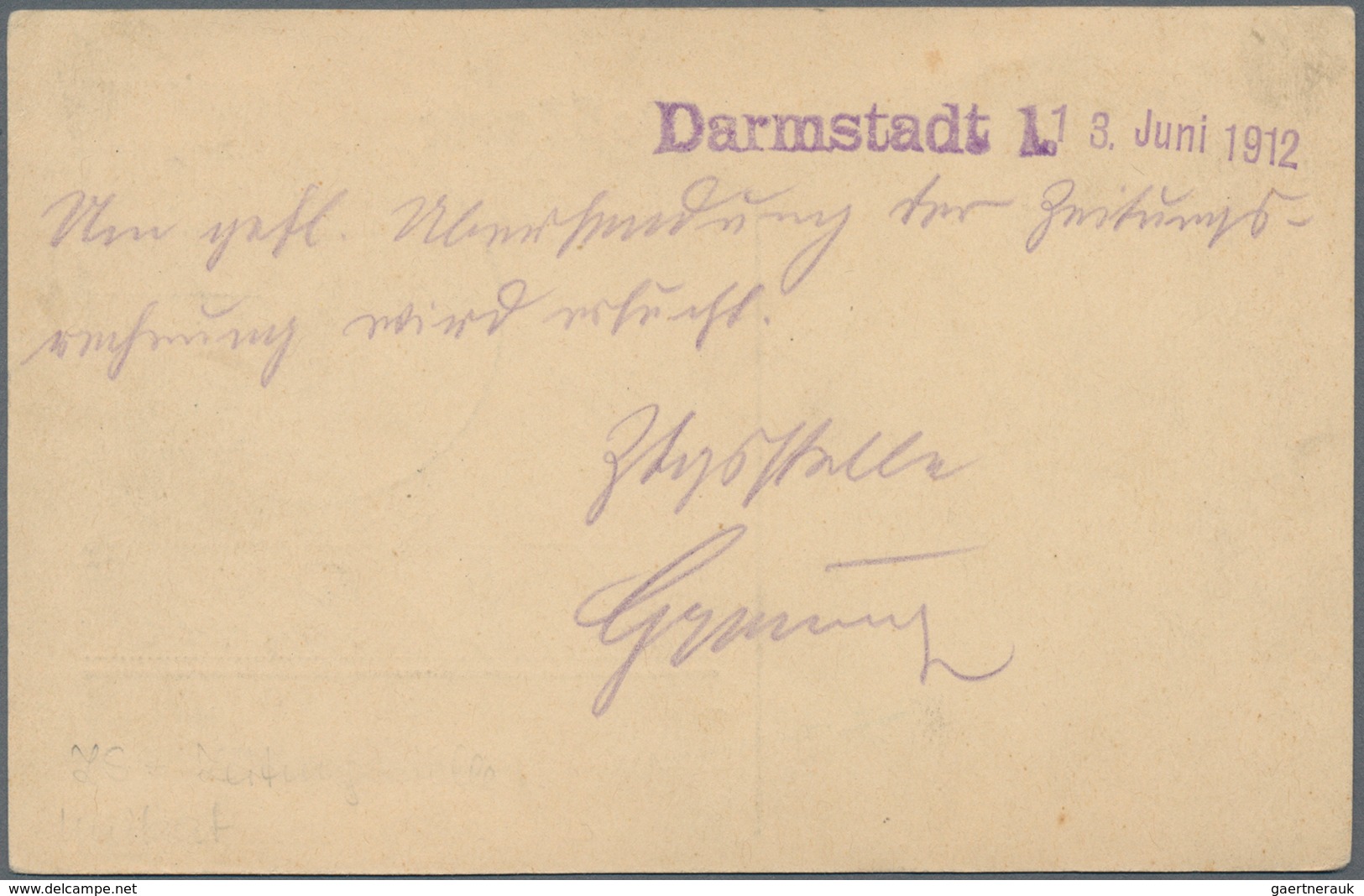 Flugpost Deutschland: 1912, DARMSTADT RHEIN MAIN UNIKAT, Portofreie Postkarte Der ZS (= Zeitungsstel - Airmail & Zeppelin