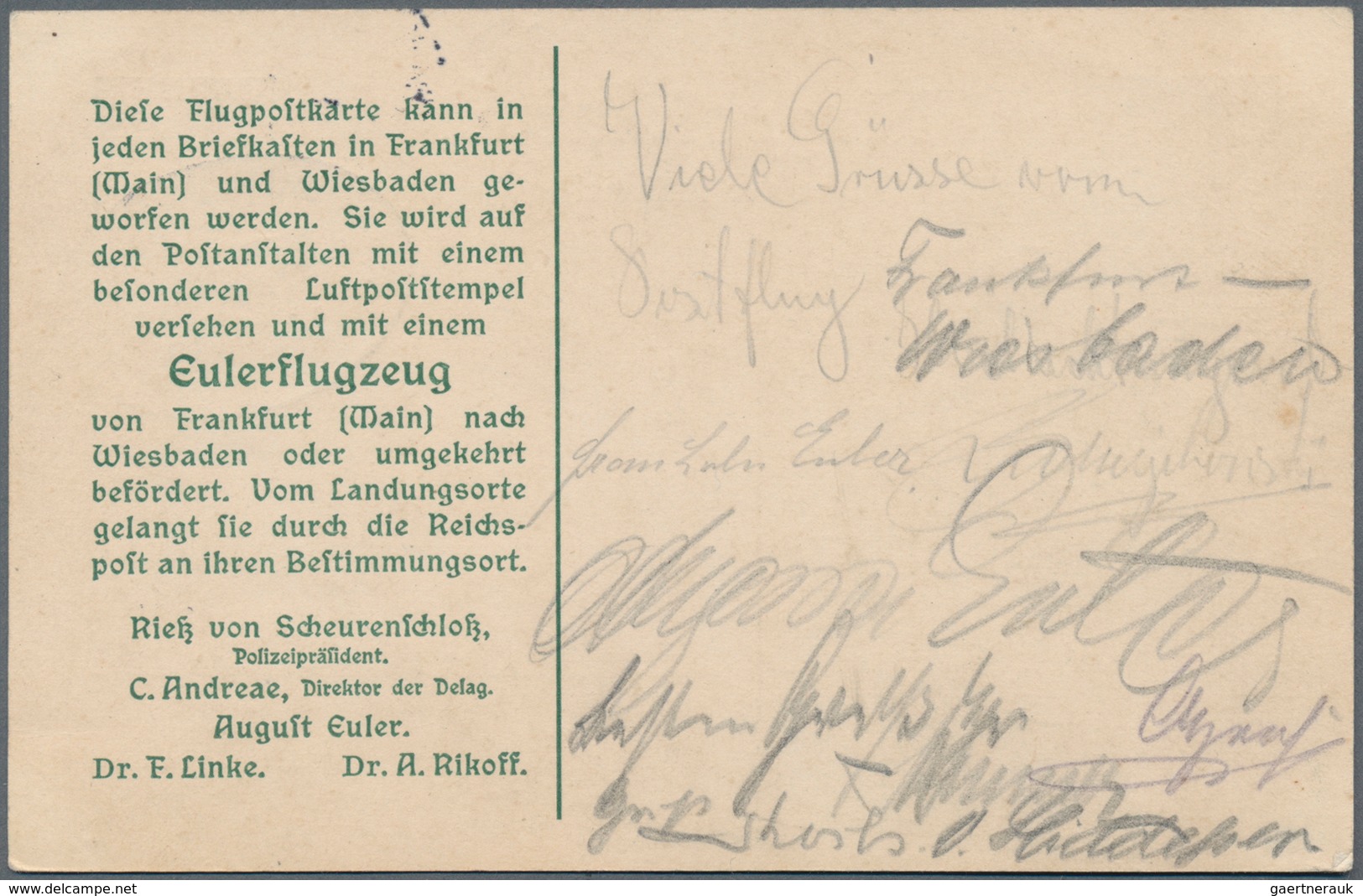 Flugpost Deutschland: 1912, Flugpostkarte 1M, Zum Besten Der Nationalflugspende M. Euler-Flugzeug 14 - Luft- Und Zeppelinpost