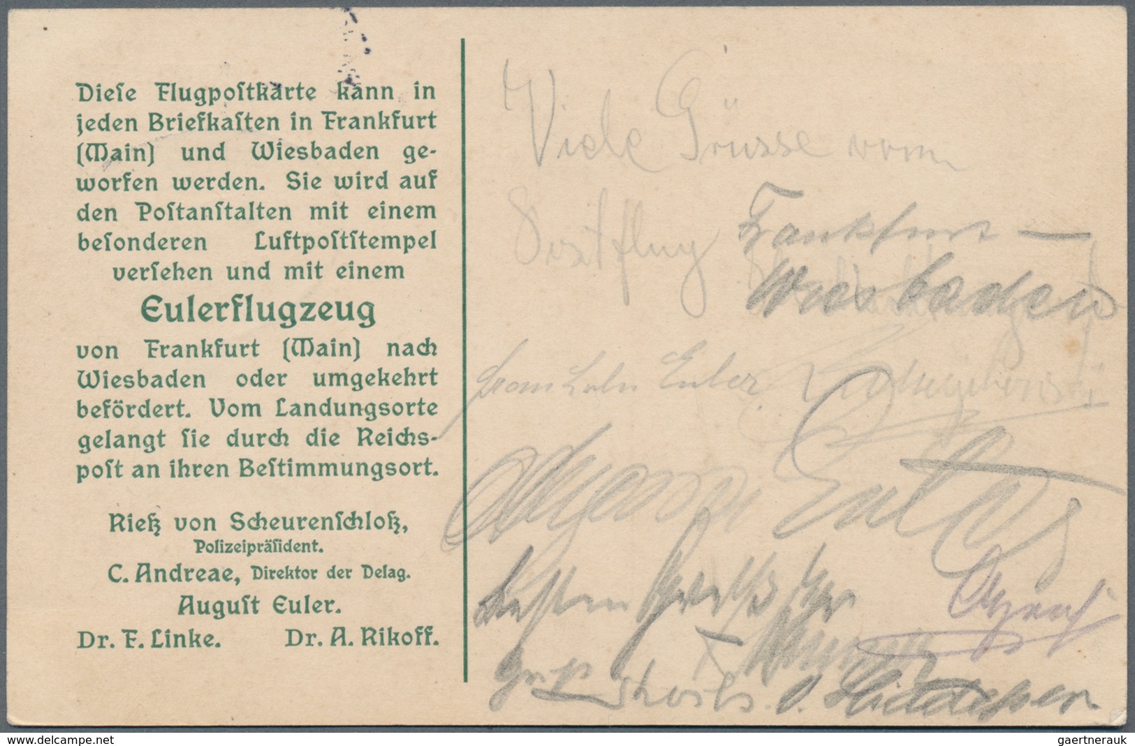 Flugpost Deutschland: 1912, Flugpostkarte 1M, Zum Besten Der Nationalflugspende M. Euler-Flugzeug 14 - Luchtpost & Zeppelin