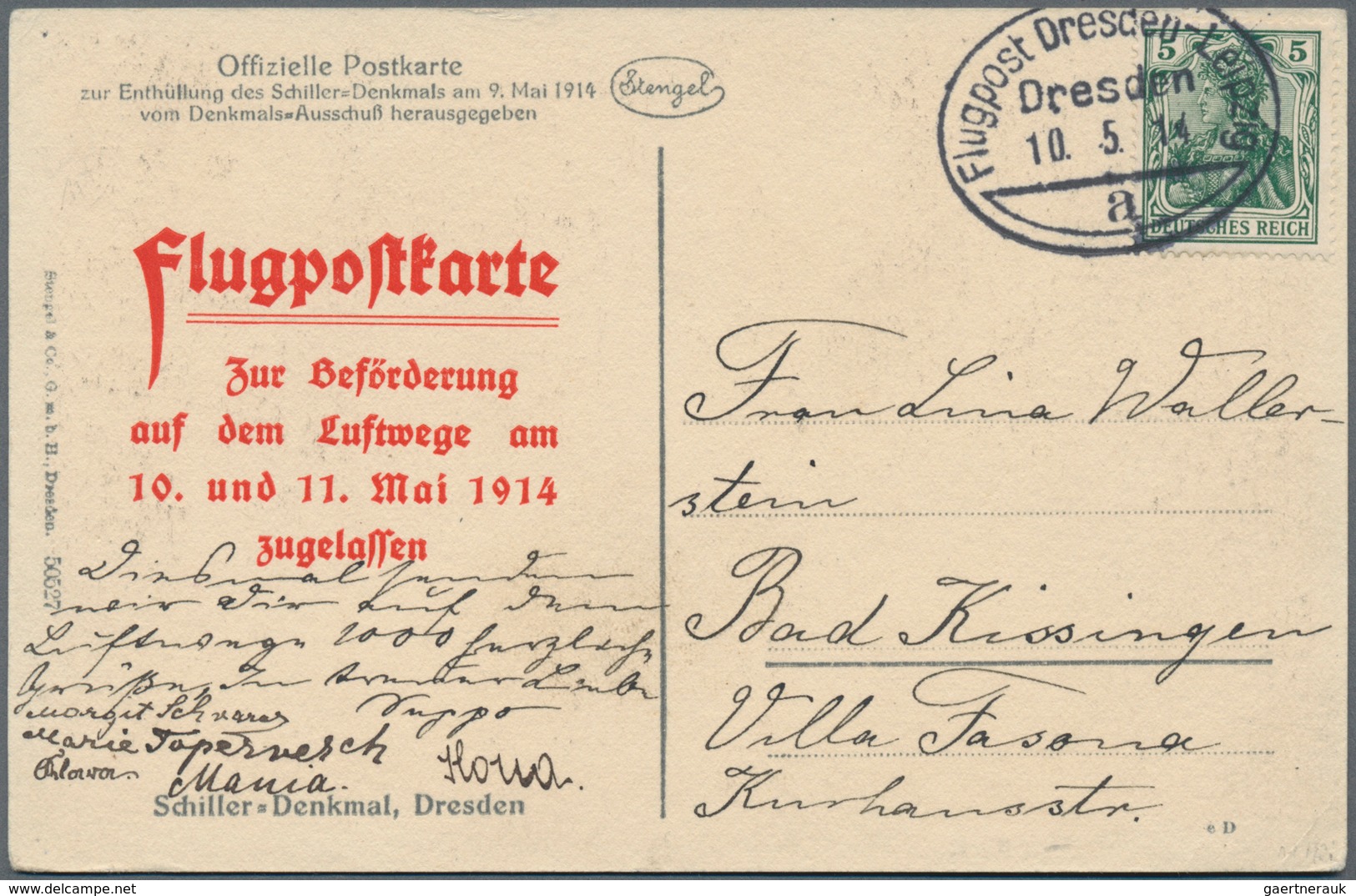 Flugpost Deutschland: 1914, DRESDEN / Flugpost Dresden-Leipzig 10.5.14 "a": Ovalstempel Auf Dresden/ - Luchtpost & Zeppelin