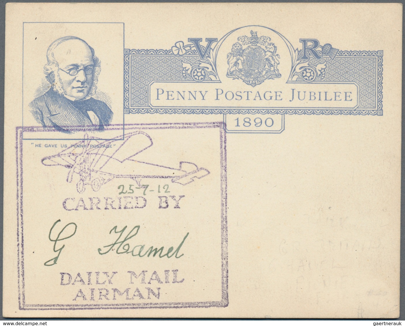 Flugpost Europa: 1912, Great Britain, 'Daily Mail' Pioneer Flights: Penny Postage Jubilee Postcard W - Andere-Europa