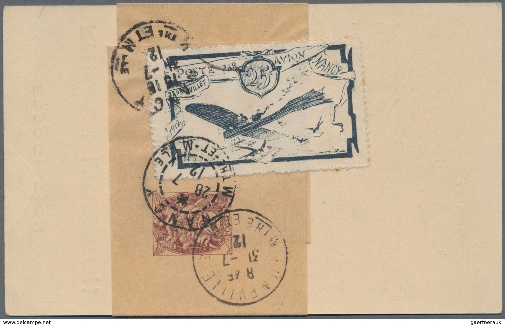 Flugpost Europa: 1912, France: Poste Par Avion Nancy, 25 C Semi-official Airmail Stamp Used For The - Andere-Europa