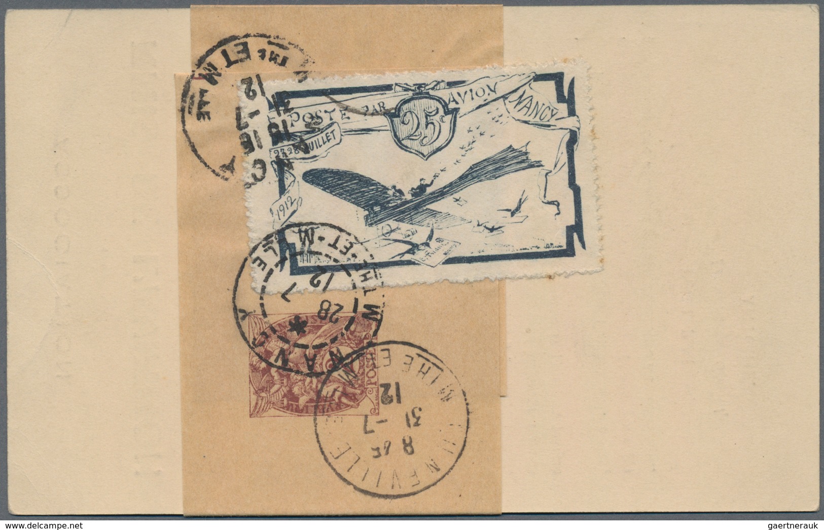 Flugpost Europa: 1912, France: Poste Par Avion Nancy, 25 C Semi-official Airmail Stamp Used For The - Europe (Other)