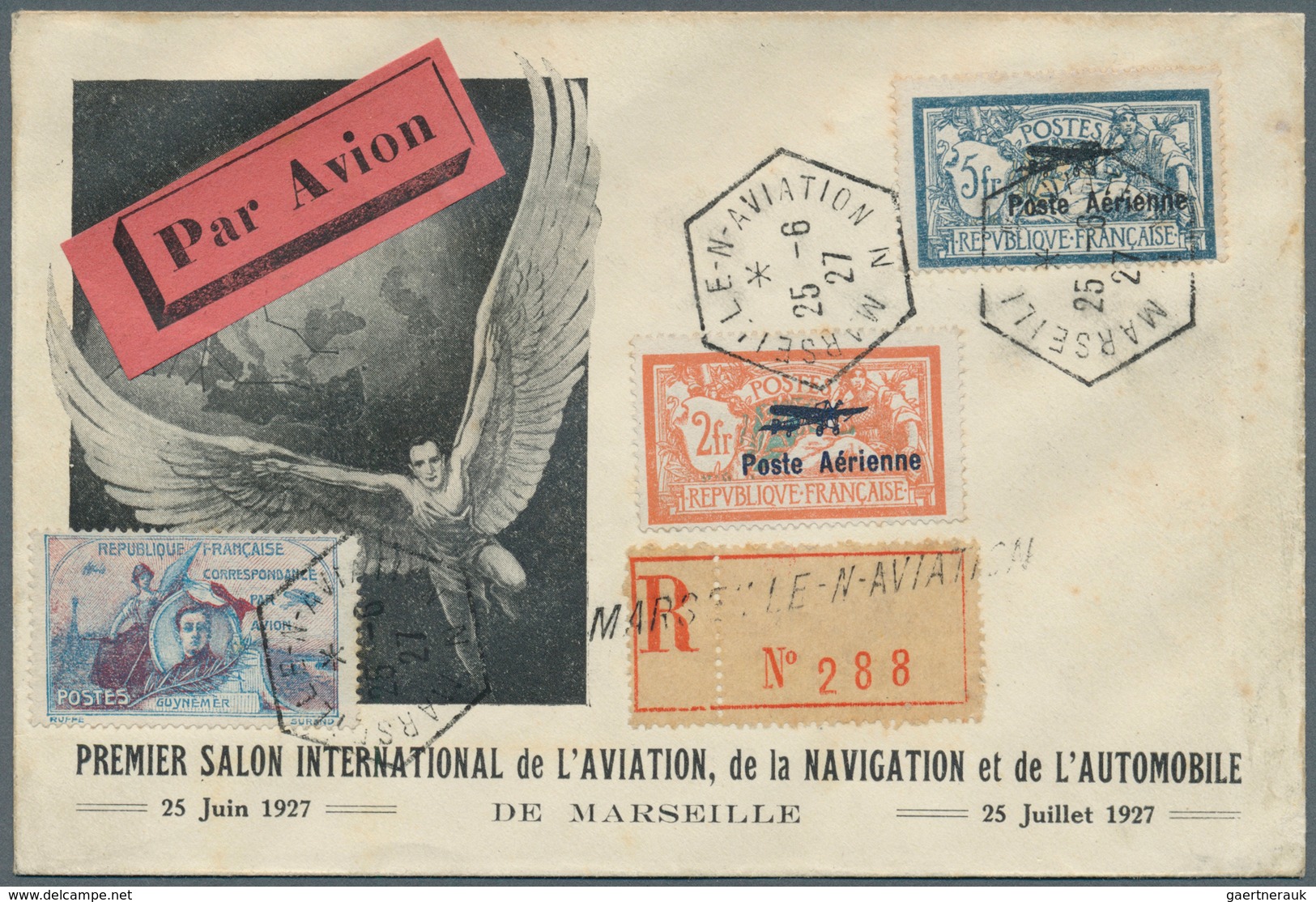 Flugpost Europa: 1927, MARSEILLE / Intern. Flug- U. Navigationsausstellung: Illustr. R-Sonderkuvert - Andere-Europa