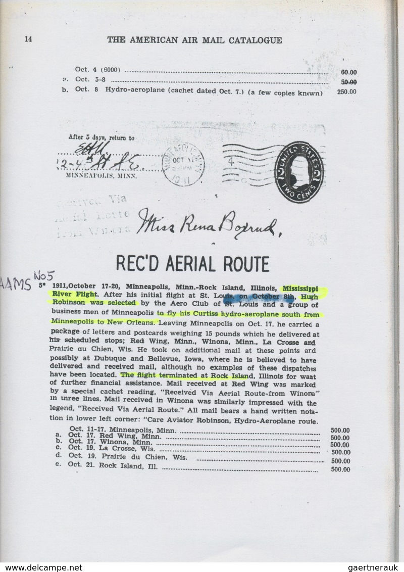 Flugpost Übersee: 1911, 12 Oct, Hydroplane Flight Minneapolis-New Orleans along Mississippi River by