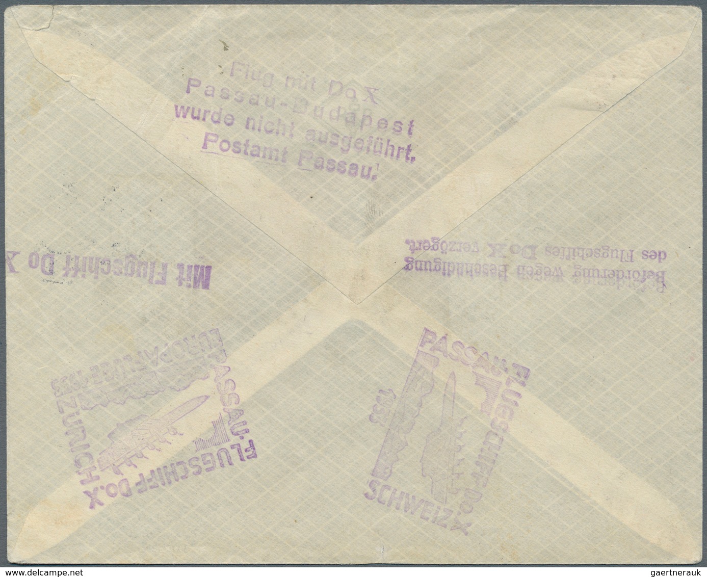 DO-X - Flugpost: 1933, DO-X EUROPAFLÜGE PASSAU-BUDAPEST, Urprünglich Frankiert Mit 20 Pfg. Ebert Ent - Airmail & Zeppelin