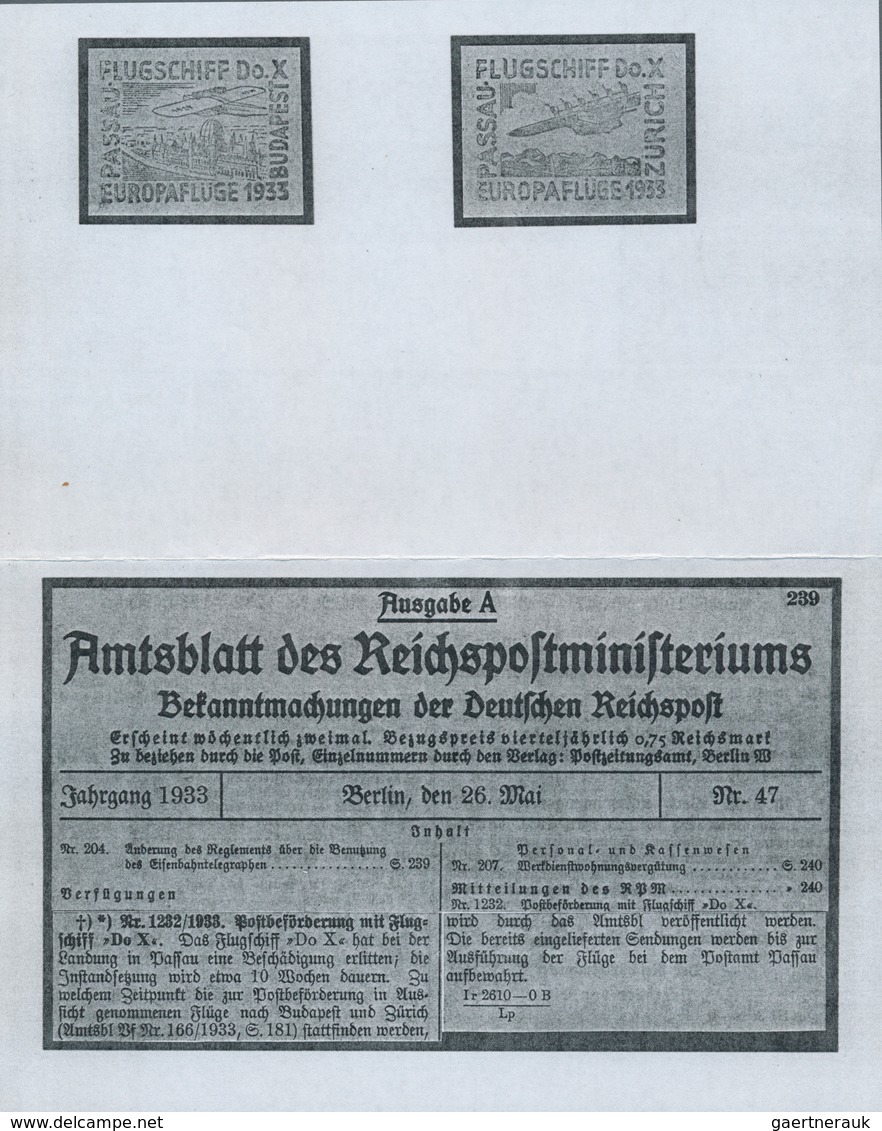 DO-X - Flugpost: 1933, DO-X EUROPAFLÜGE PASSAU-BUDAPEST, Urprünglich Frankiert Mit 20 Pfg. Ebert Ent - Luft- Und Zeppelinpost